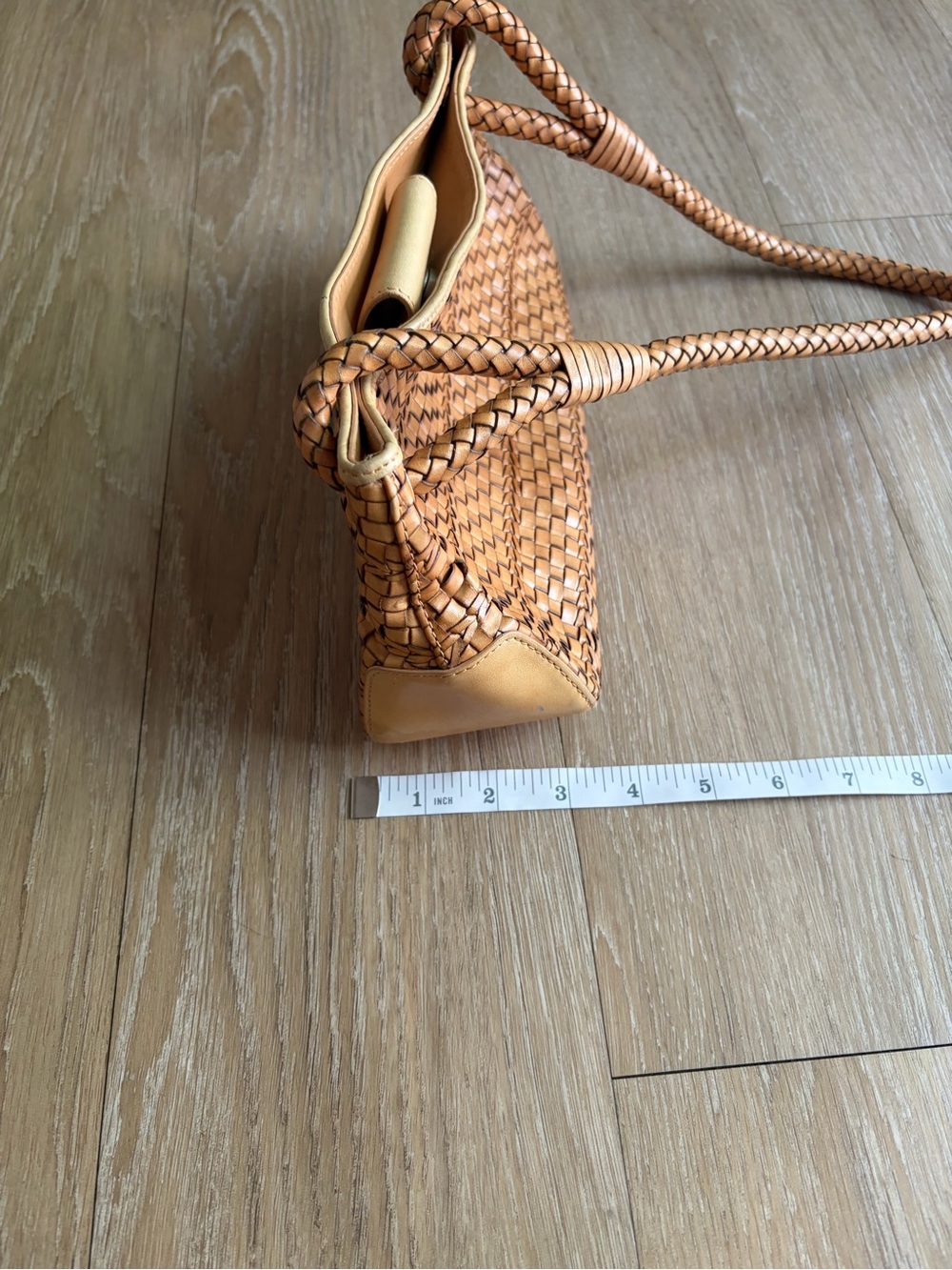 Vintage Fossil Woven Tan Leather Shoulder Bag - Picture 13 of 15